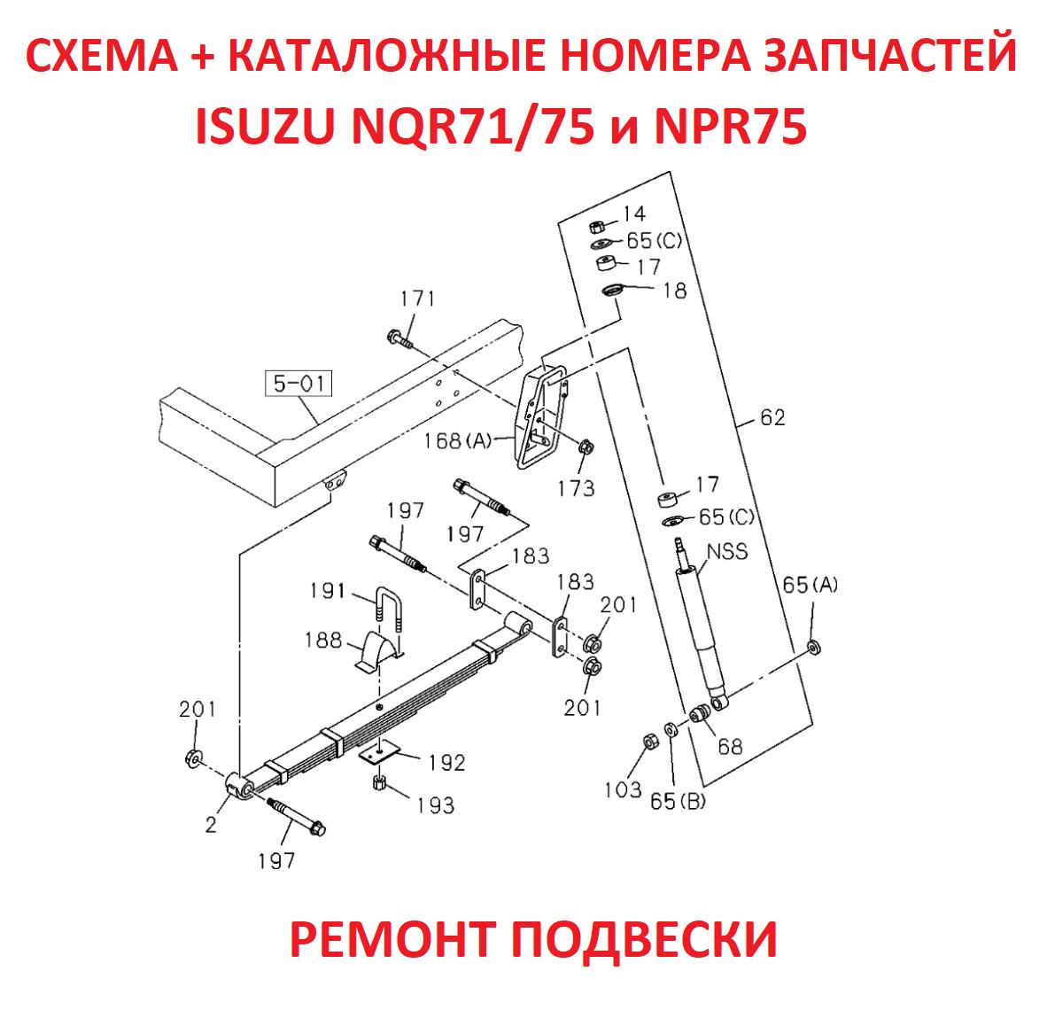 Схема подвески Isuzu NQR71/75 и NPR75